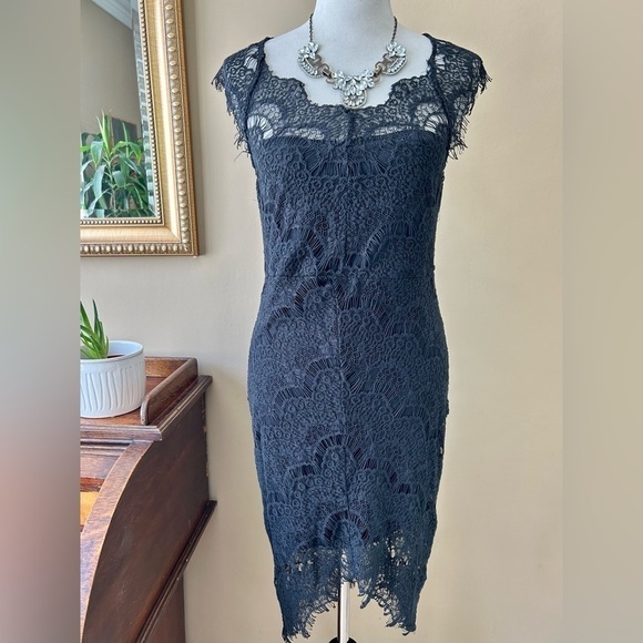 Free People Intimately Peek-A-Boo Slip Dress Black Lace Illusion Size Medium - Picture 12 of 16